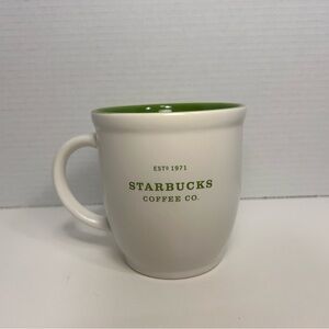Starbucks 2007 18oz Mug, white with Bright Green Lettering